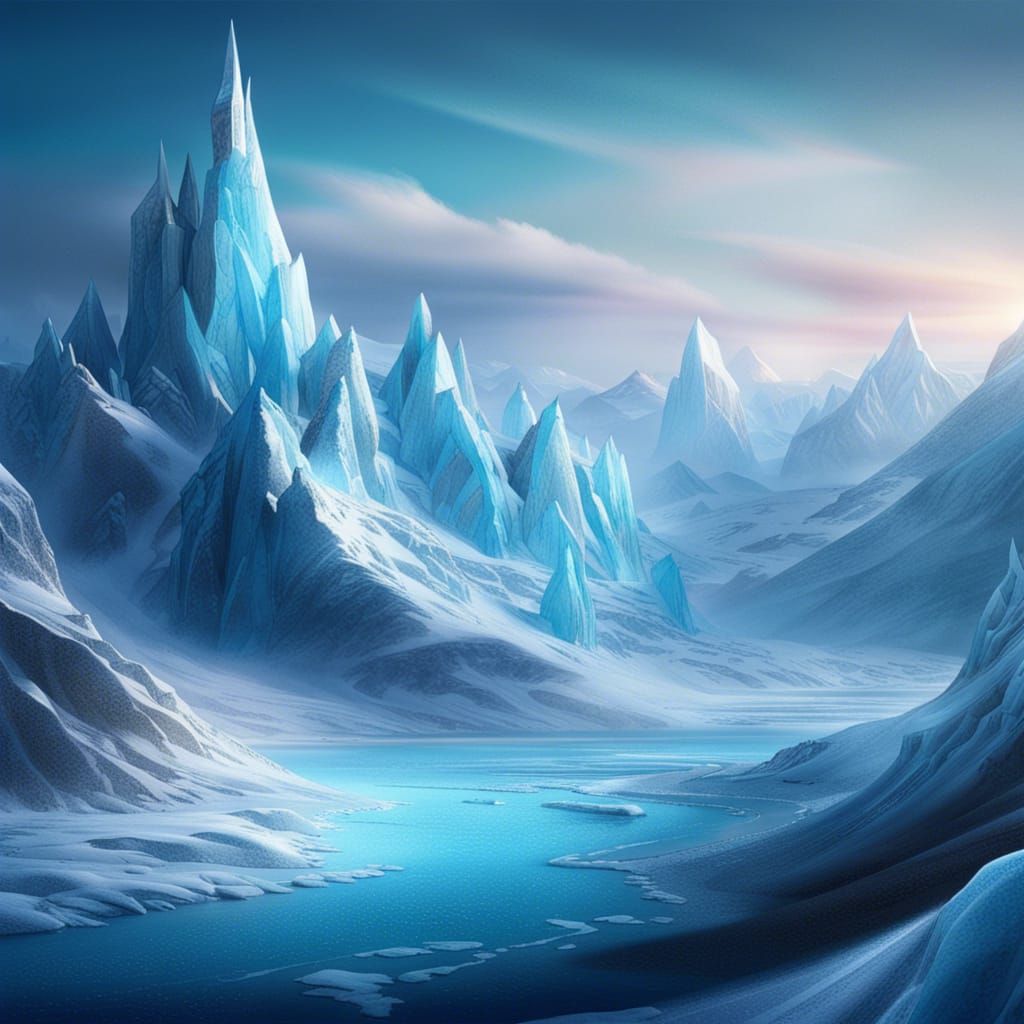 Icy Tundra: Frozen Landscape Majesty in Matte Painting