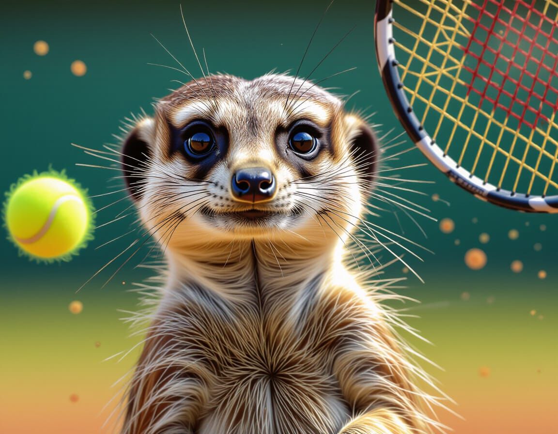 Meerkat Tennis Player at Wimbledon in Hyperrealism