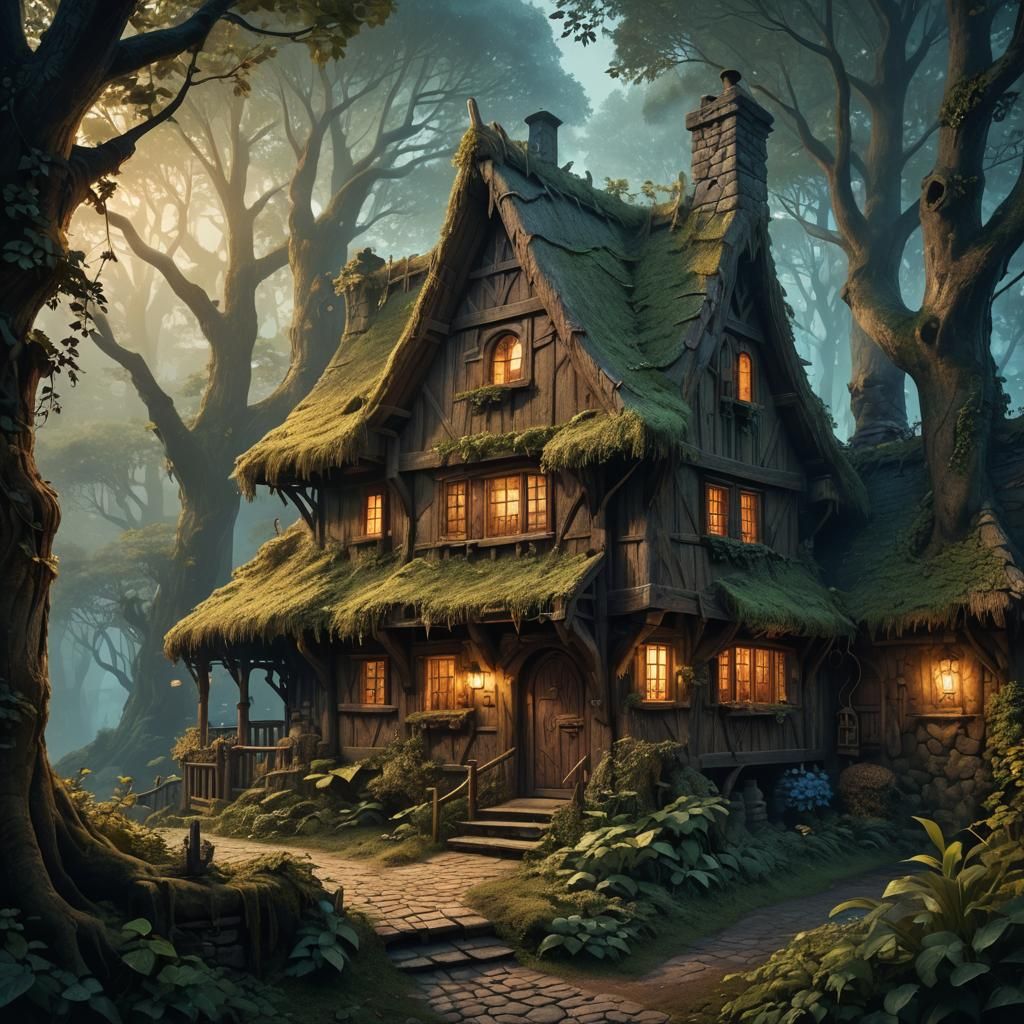 Medieval House in Forest: Fantasy Concept Art