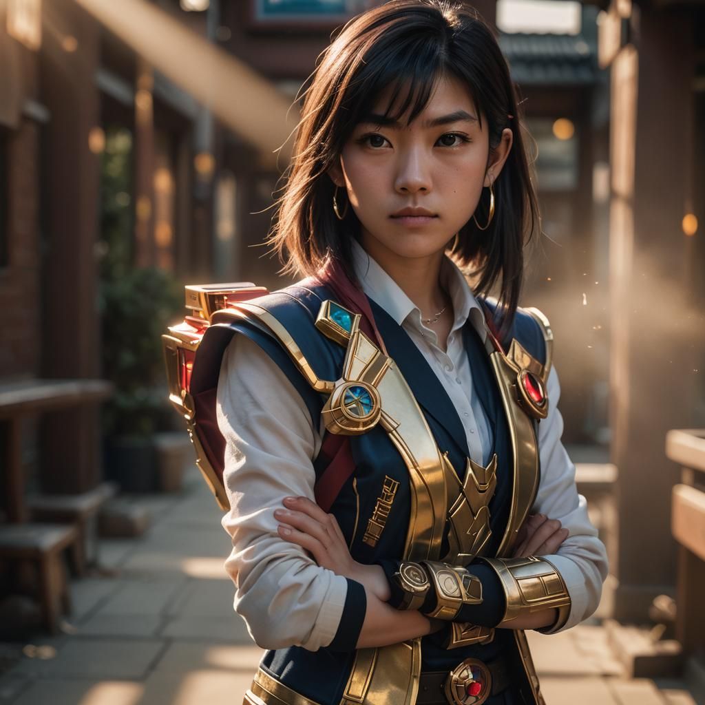 Alex Chen with Duel Disk: Hyper-Realistic Portrait