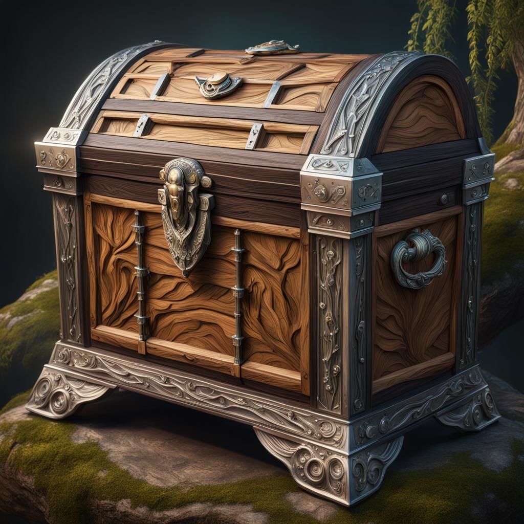 Feminine Wood Chest with Silver Accents