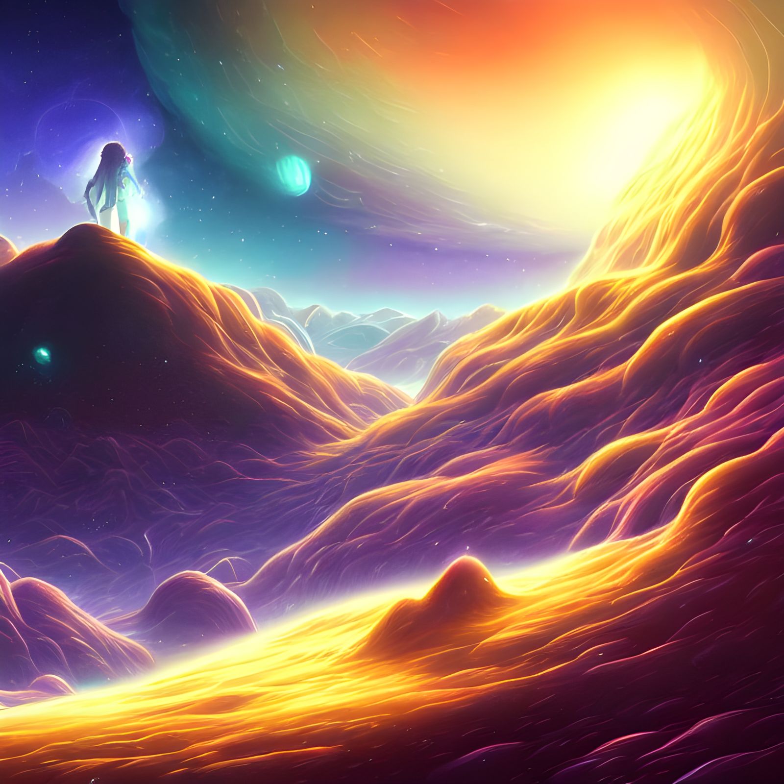 Cosmic Landscape with Parallax Rendering