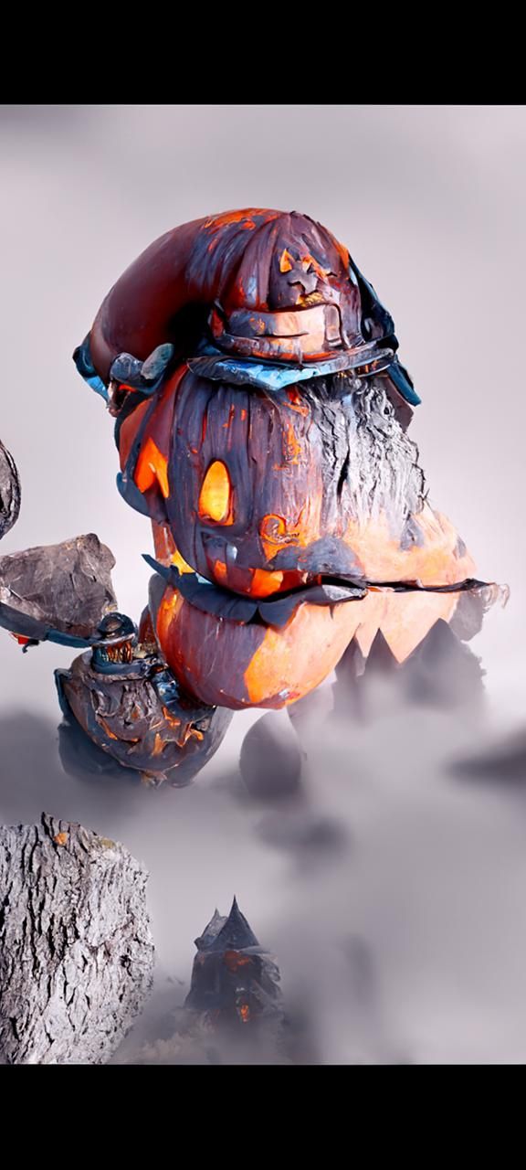 Halloween Pumpkin Dwarf in Detailed Matte Painting