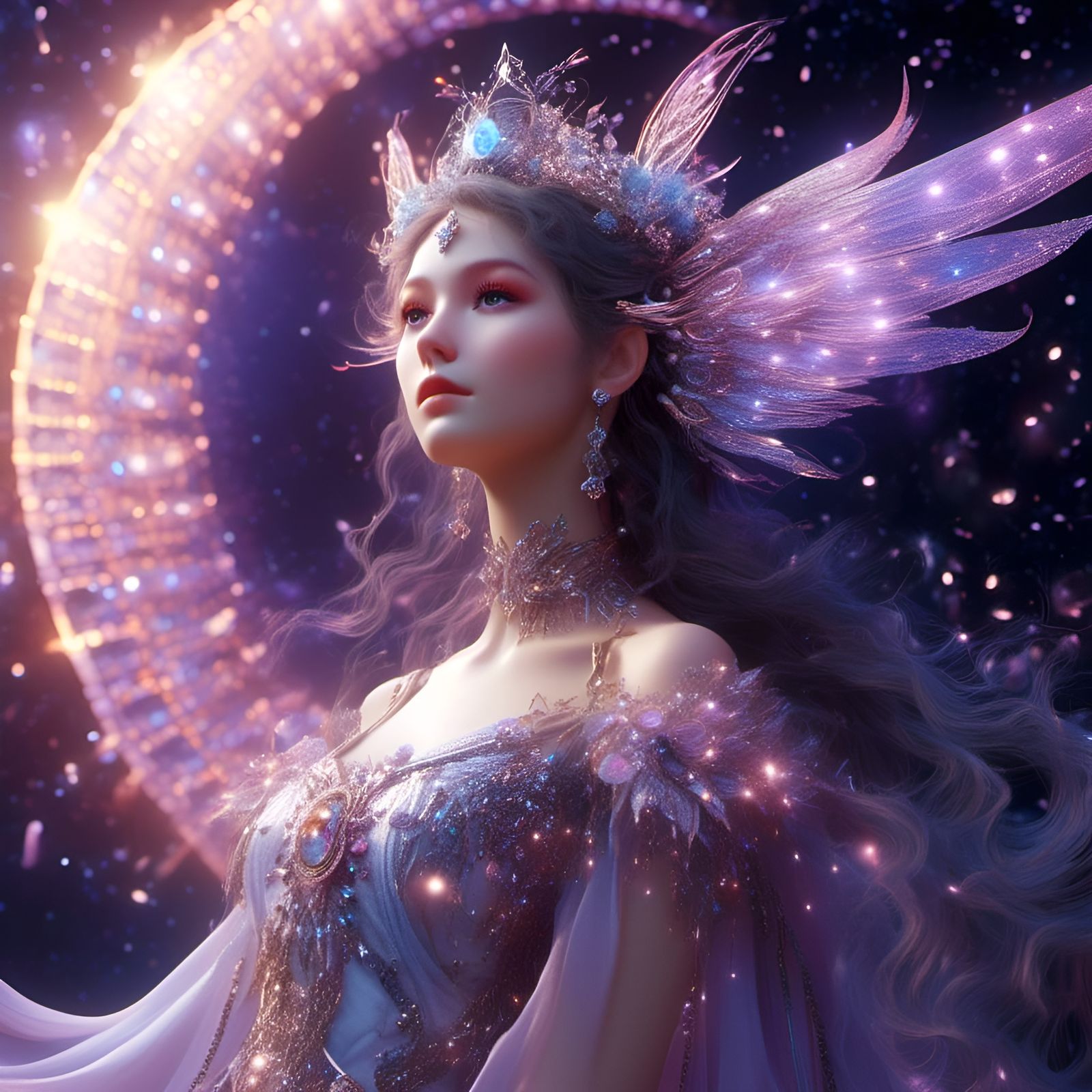 Fairy Queen with Galaxy Wings in Unreal Style