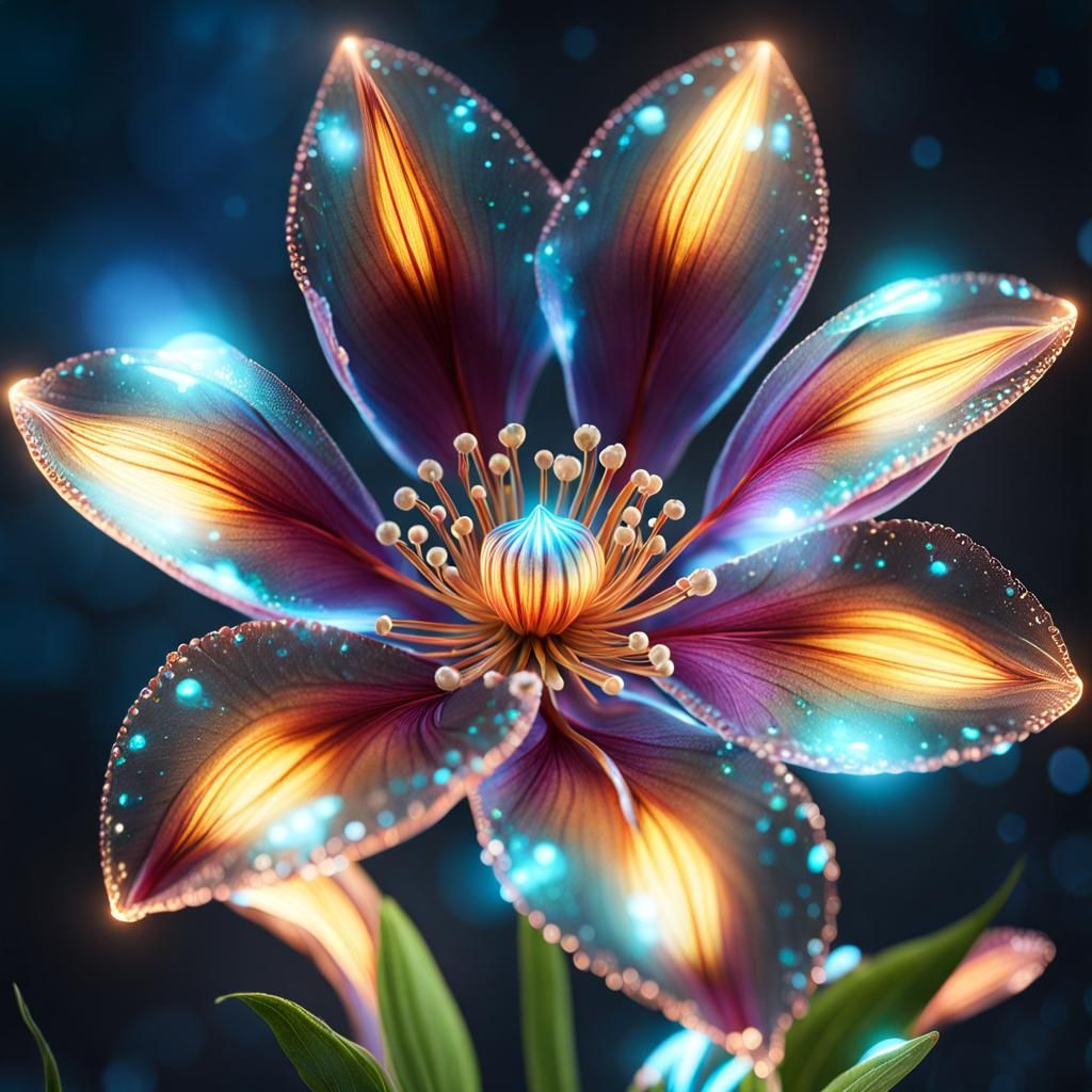 Enchanted Magic Glowing Flower in Hyperrealistic 3D