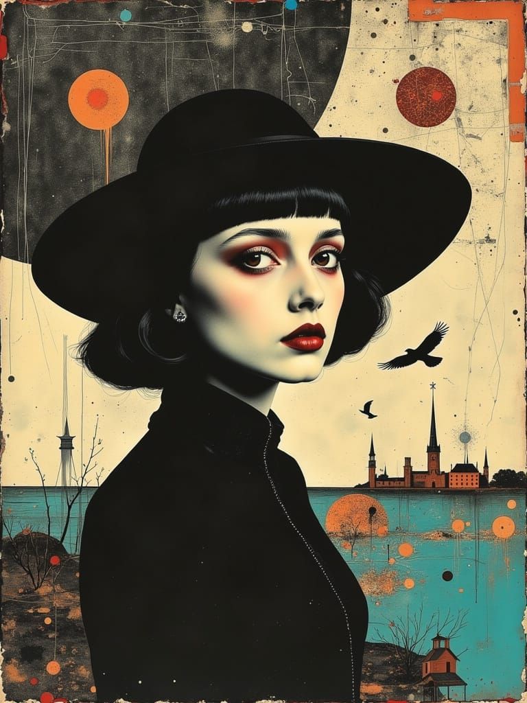 Gothic Woman in Pop Surrealist Lowbrow Art