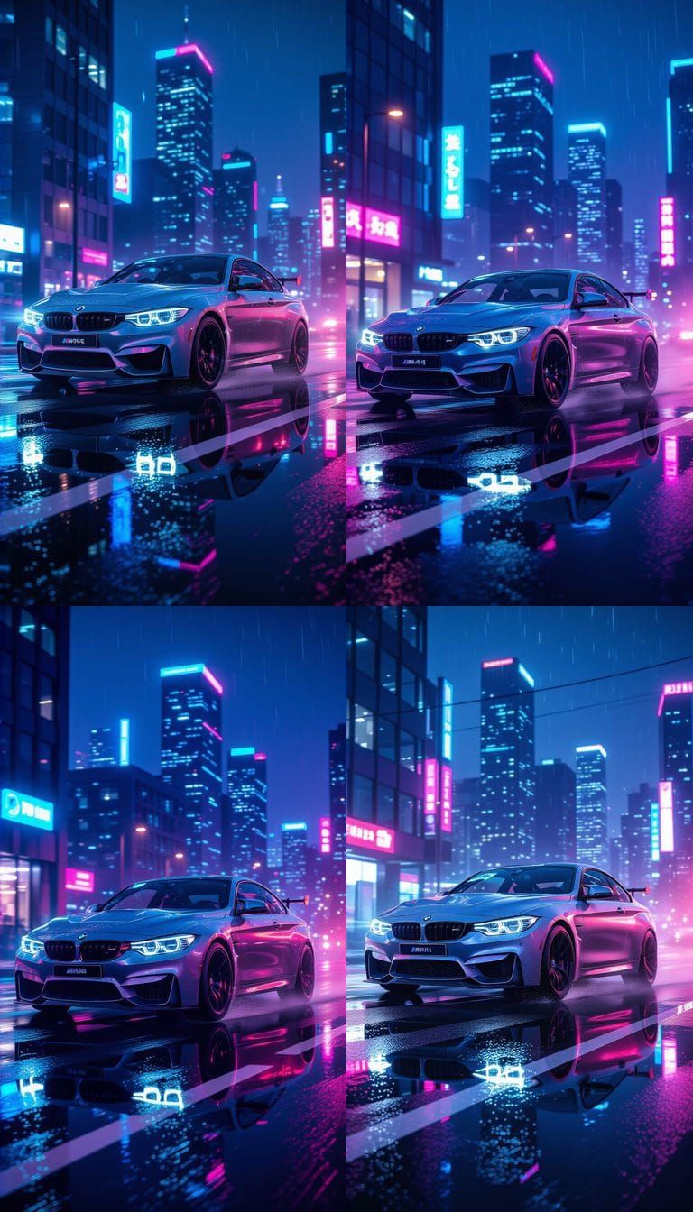 BMW M4 Competition on Neon City Street