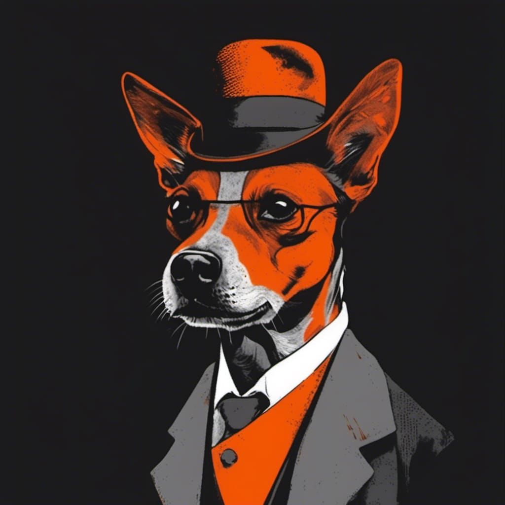 Dog-like Creature Portrait in Film Noir Collage