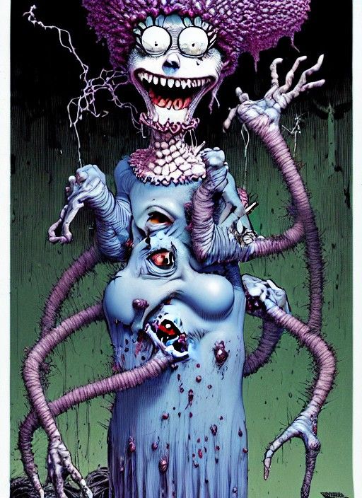 Sinister Chibi Marge Simpson Horror Cartoon