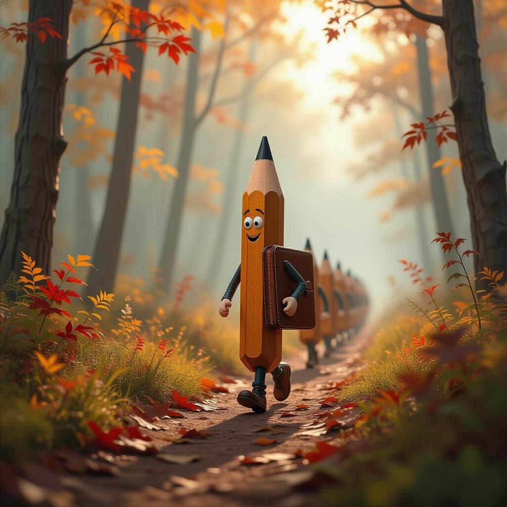 Anamorphic Pencils Journey Through Autumn Woods