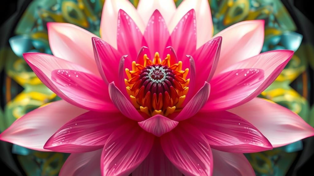Surreal Lotus Flower Poster in Photorealistic Style