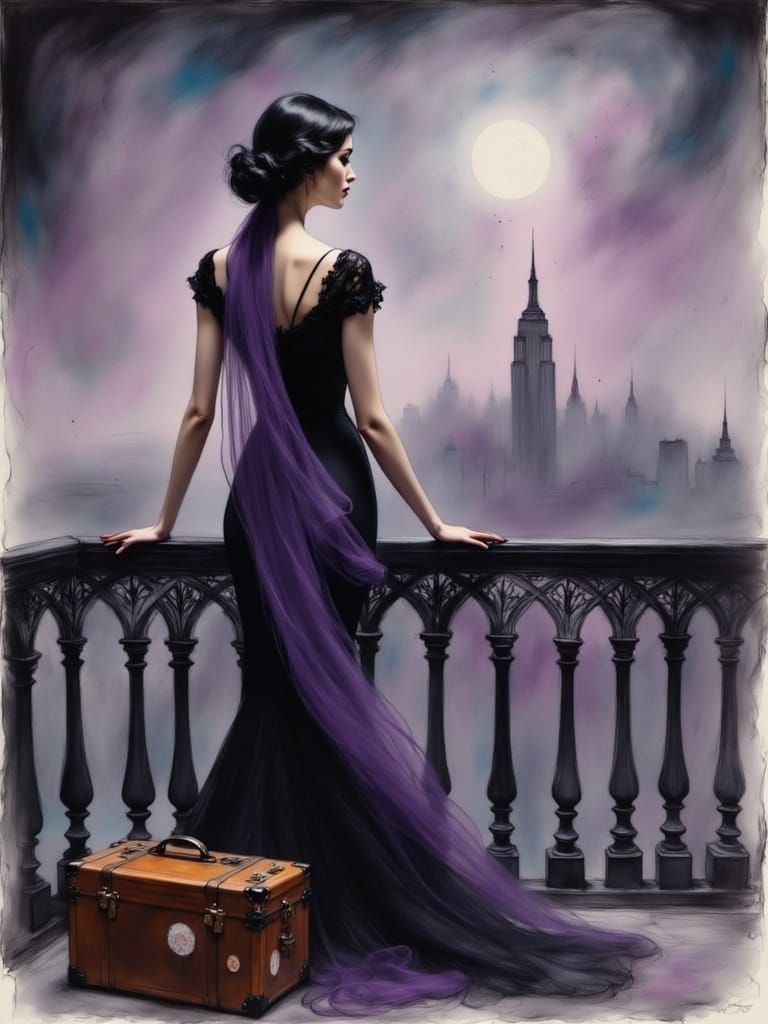 Woman Contemplating the Cityscape in Elegance