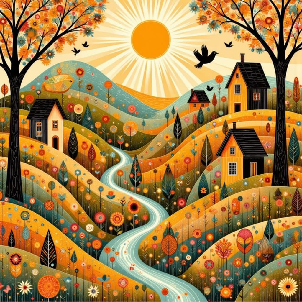 Golden Marigold in Lush Summer Landscape