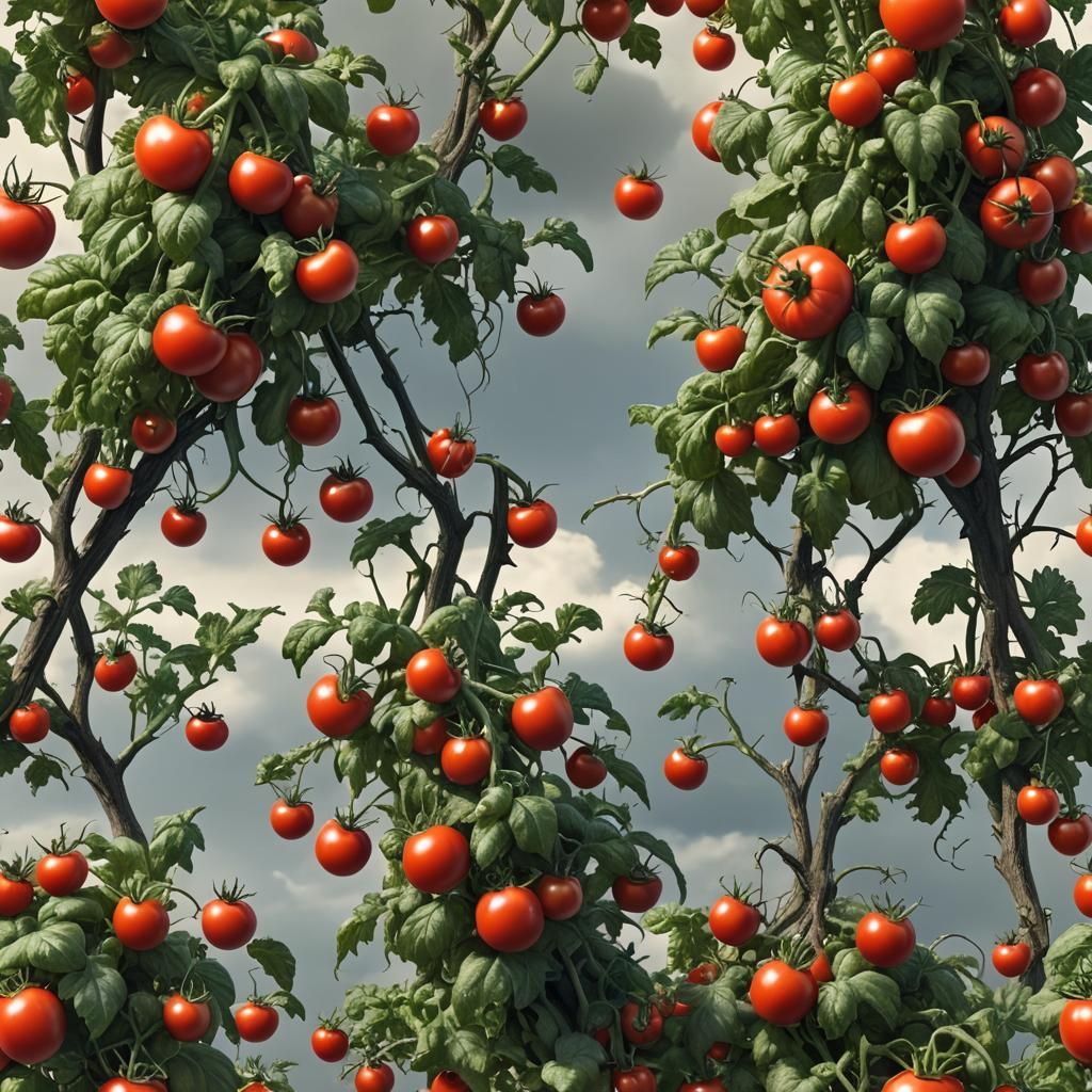 Tomatoes and Cucumbers Growing Together