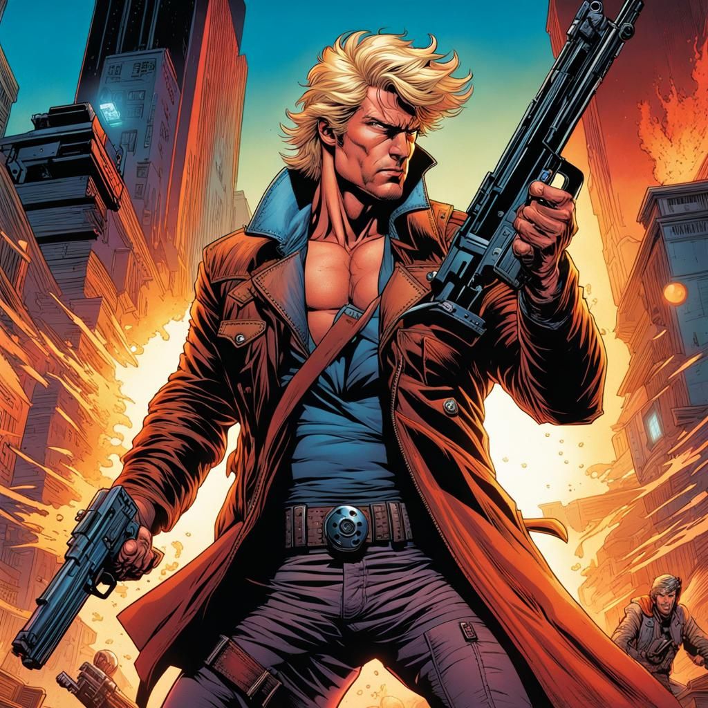 Grifter in Gunfight: Hyperrealistic Comic Book Art
