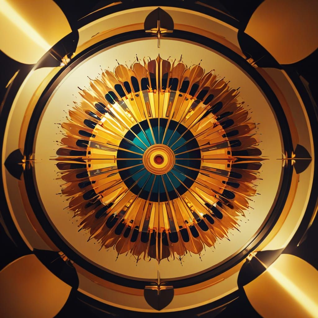 Kaleidoscope Style Geometric Designs in Golden Light