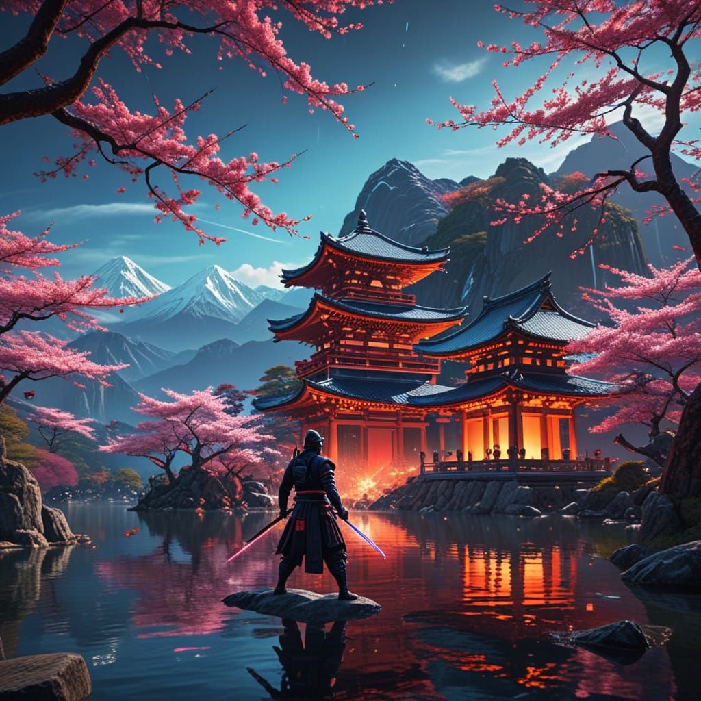 Ninja Fight by Sakura Tree: Vibrant 3D Animation