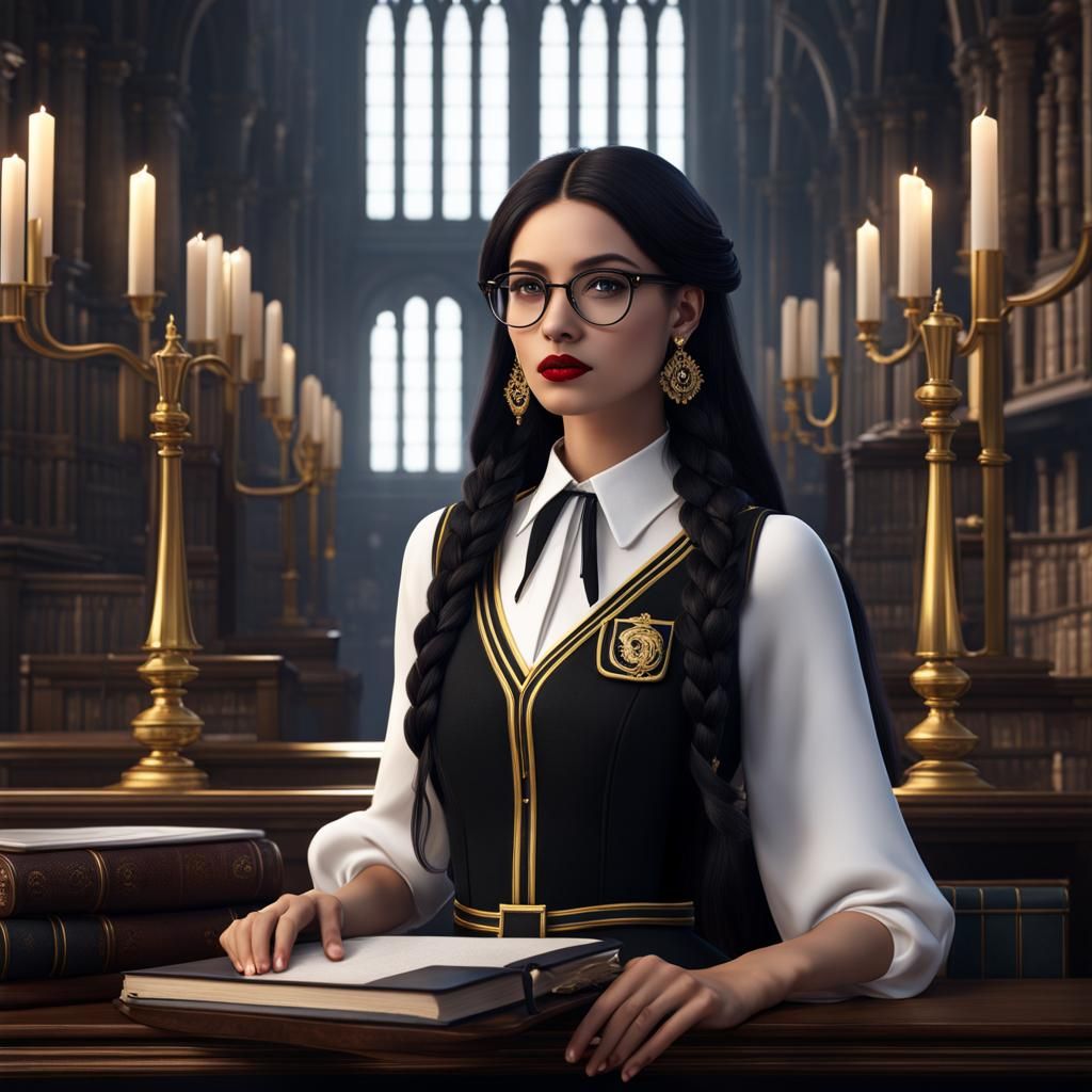 College Girl in Scottish Dress: Detailed Matte Painting