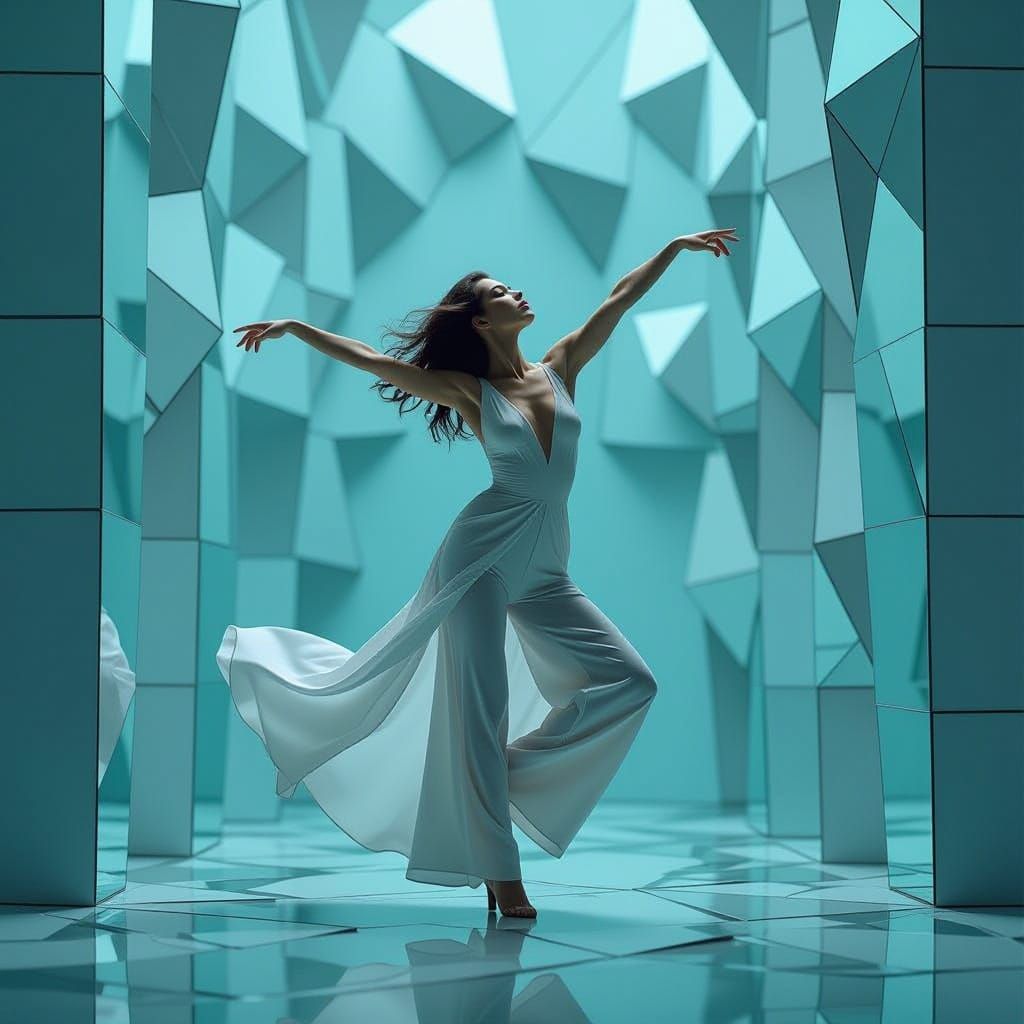 Surreal Minimalist Sculpture Depicting a Twisting Dancer