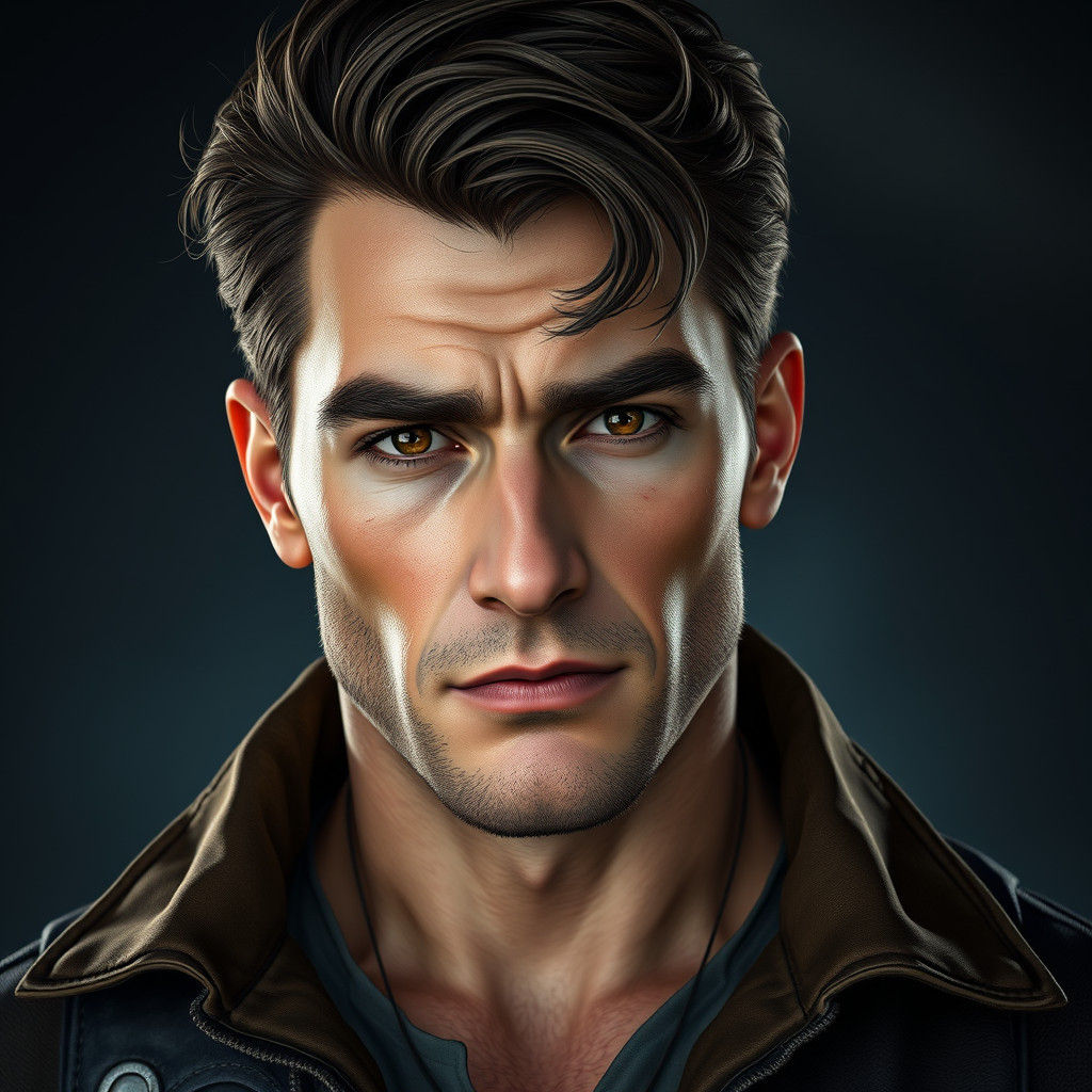 Handsome Man Portrait in Fantasy Concept Art Style
