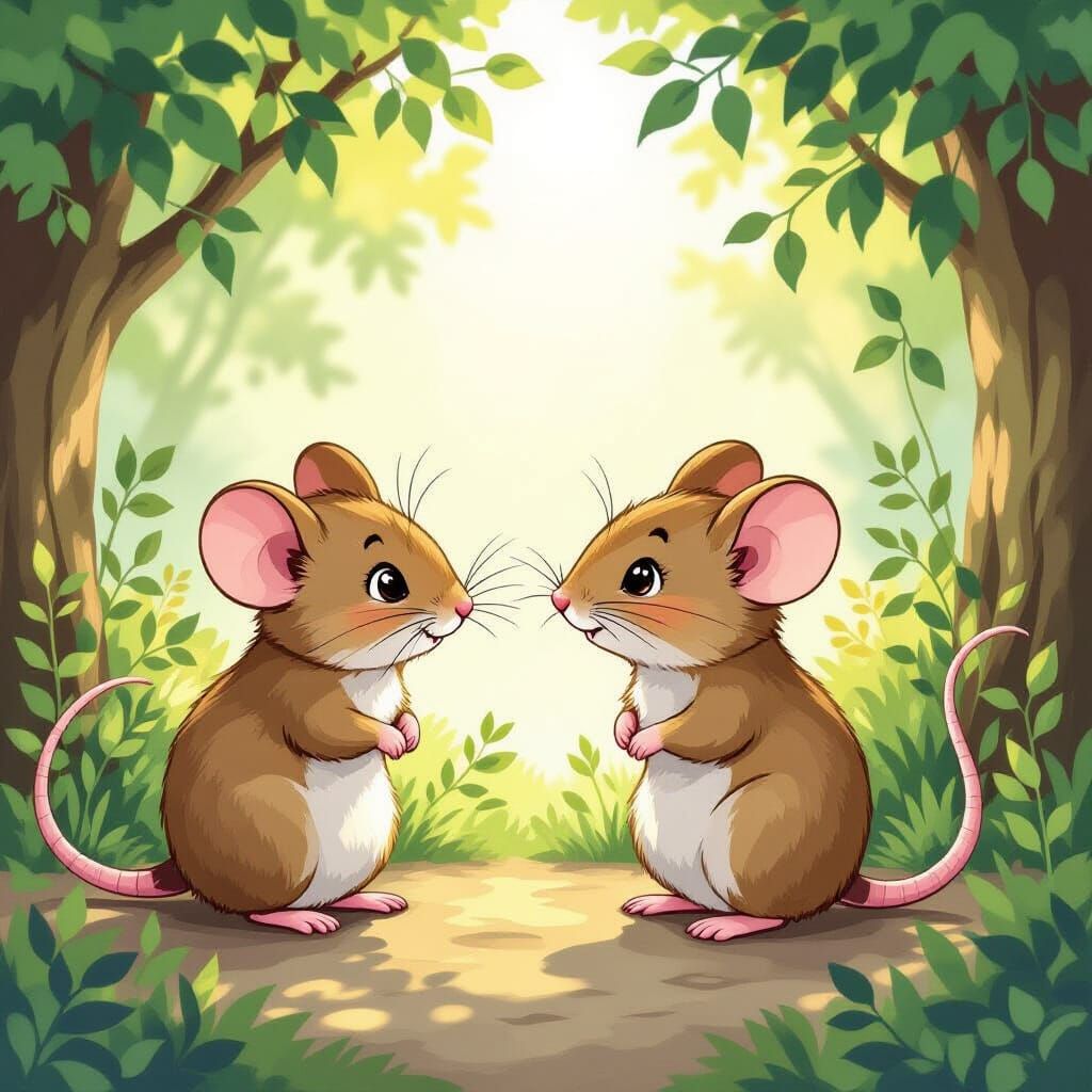 Mice First Date in Beatrix Potter Style