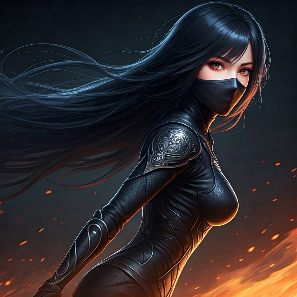 Mysterious Shinobi in Anime-Inspired 3D Art