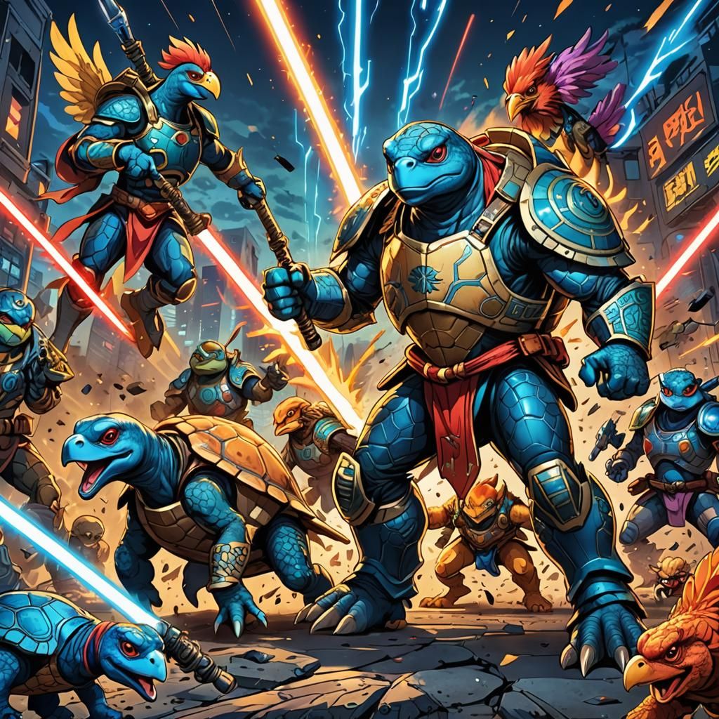 Epic Anime Battle: Turtle and Chicken Warriors