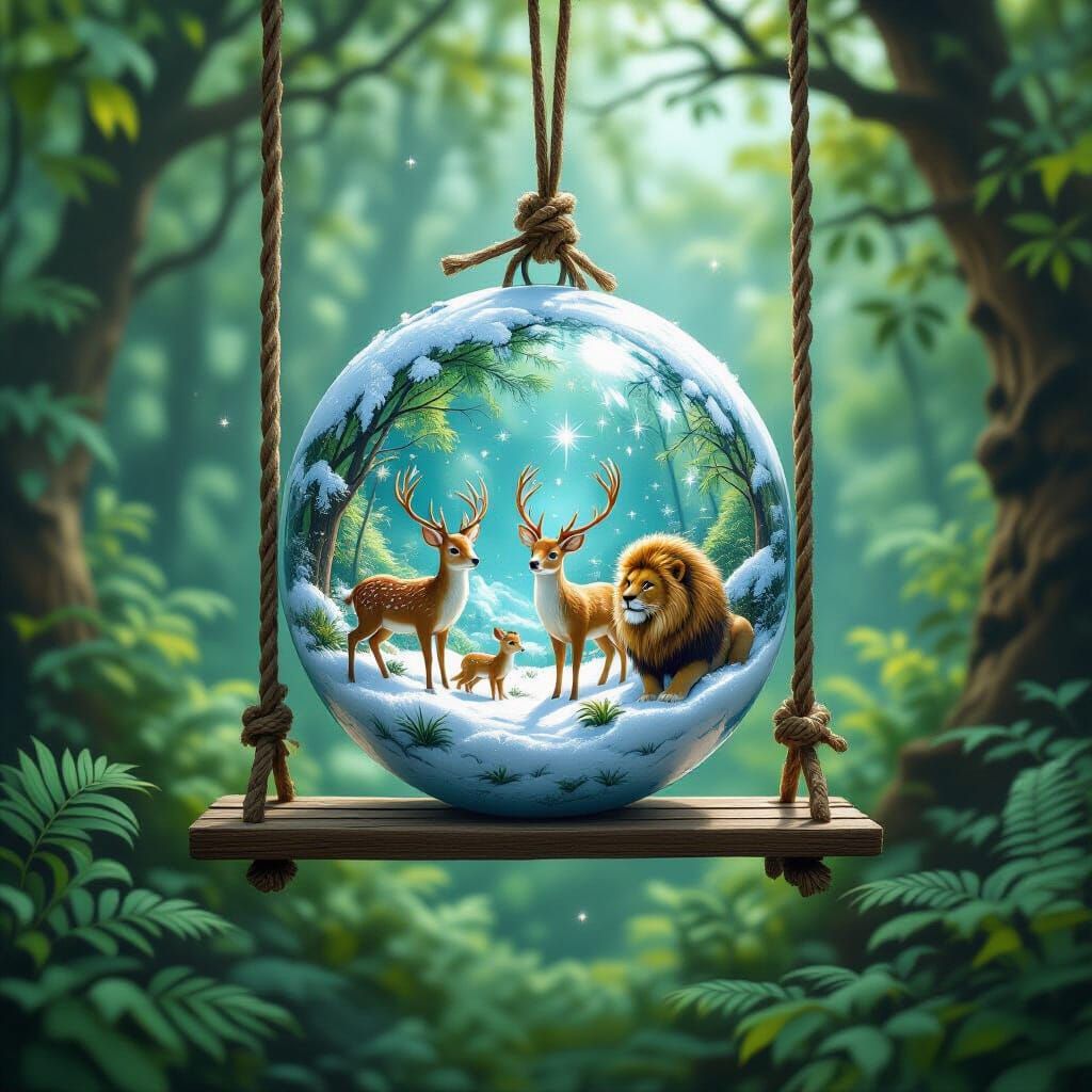 Enchanted Snow Globe with Miniature Animals