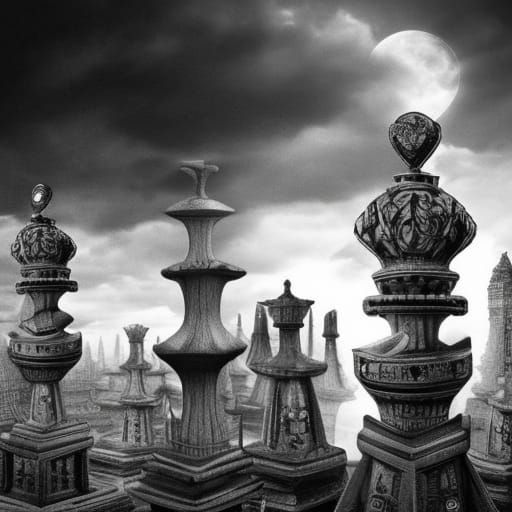 Dramatic Black and White Chess Game
