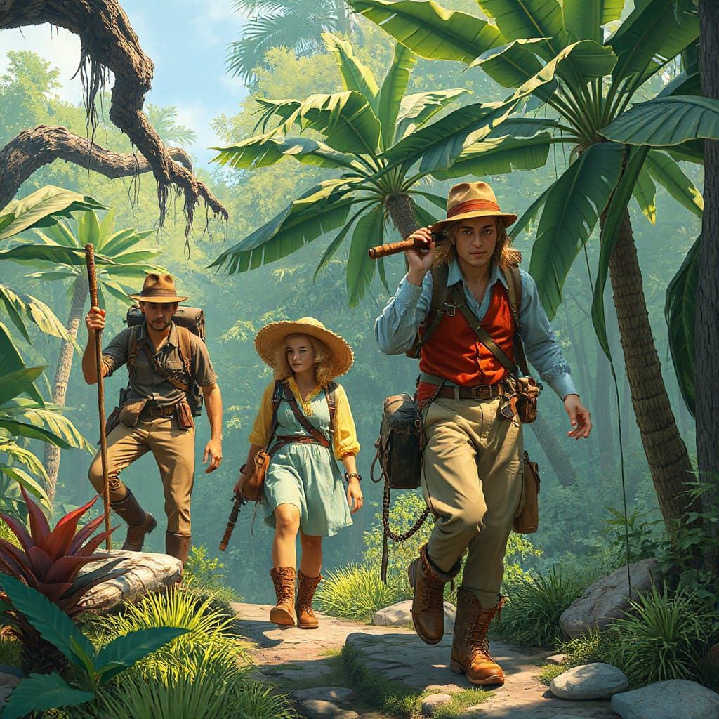 Vintage Explorers Trek Through Mystical Jungle
