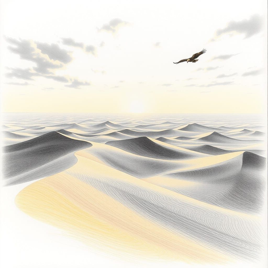 Prompt for a Detailed Pencil Drawing and glitter

A vast des...