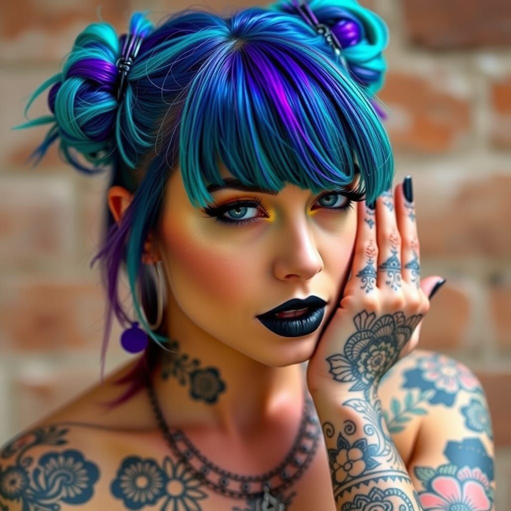 Grunge Goddess with Vibrant Henna Art