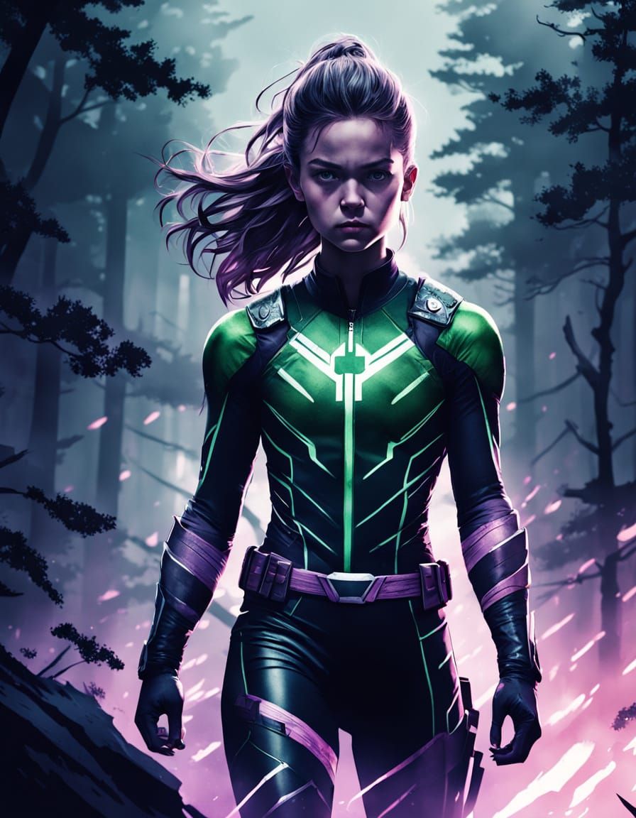 Heroic Rogue from X-Men in Moody Forest