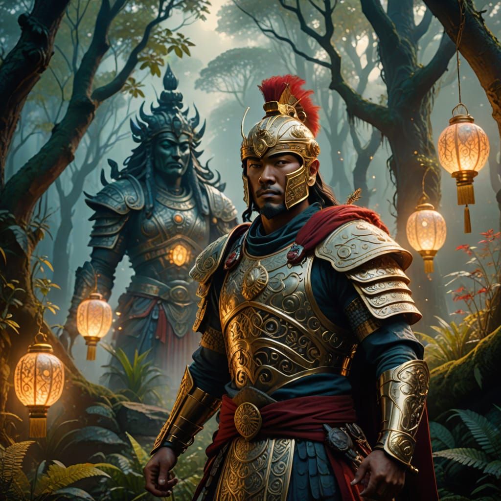 Ethereal Fantasy Warrior in a Mystical Forest