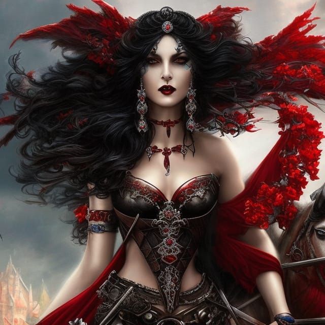 Gothic Queen with Chariot in Royo Style