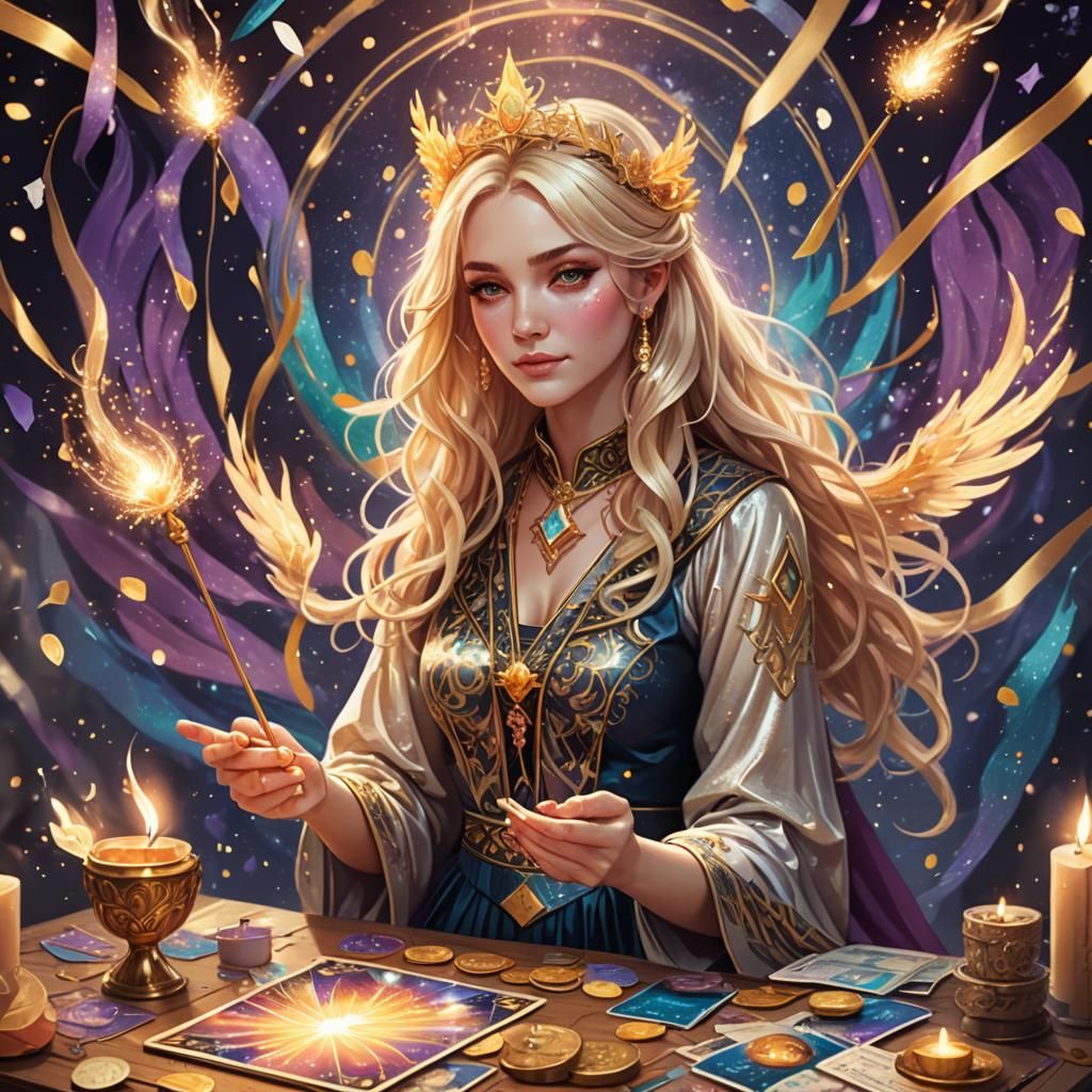 Blonde Tarot Reader with Phoenix Ribbons, Anime-Inspired 3D ...