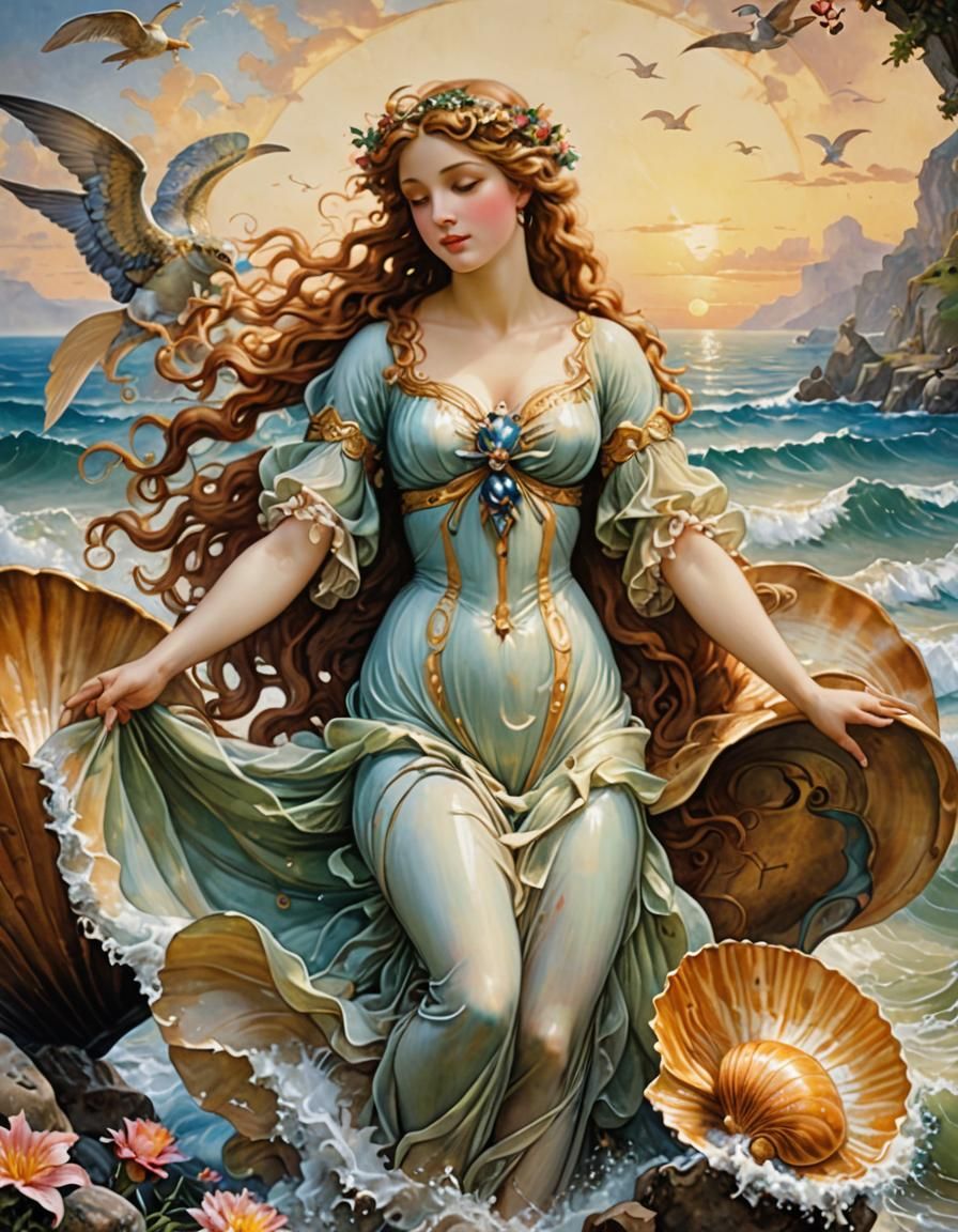 Aphrodite's Birth: A Renaissance-Inspired Painting