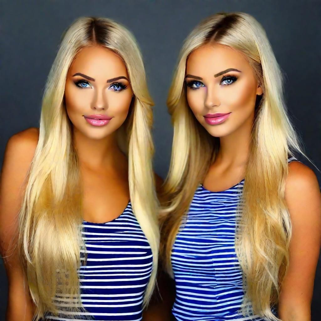 Identical Blonde Twin Girls Portrait