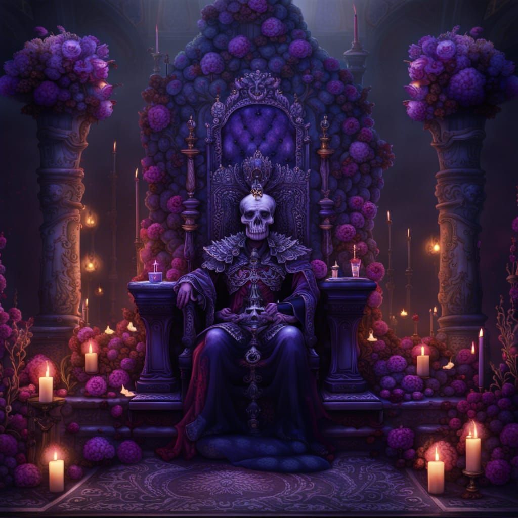 Zombie Royalty on Floral Skull Thrones