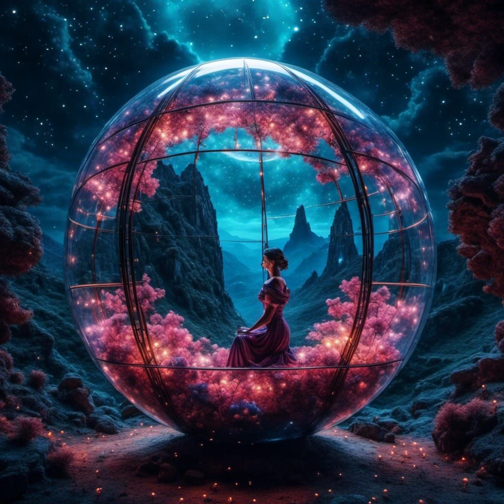 Surreal Dyson Sphere Interior, Dali-esque Art
