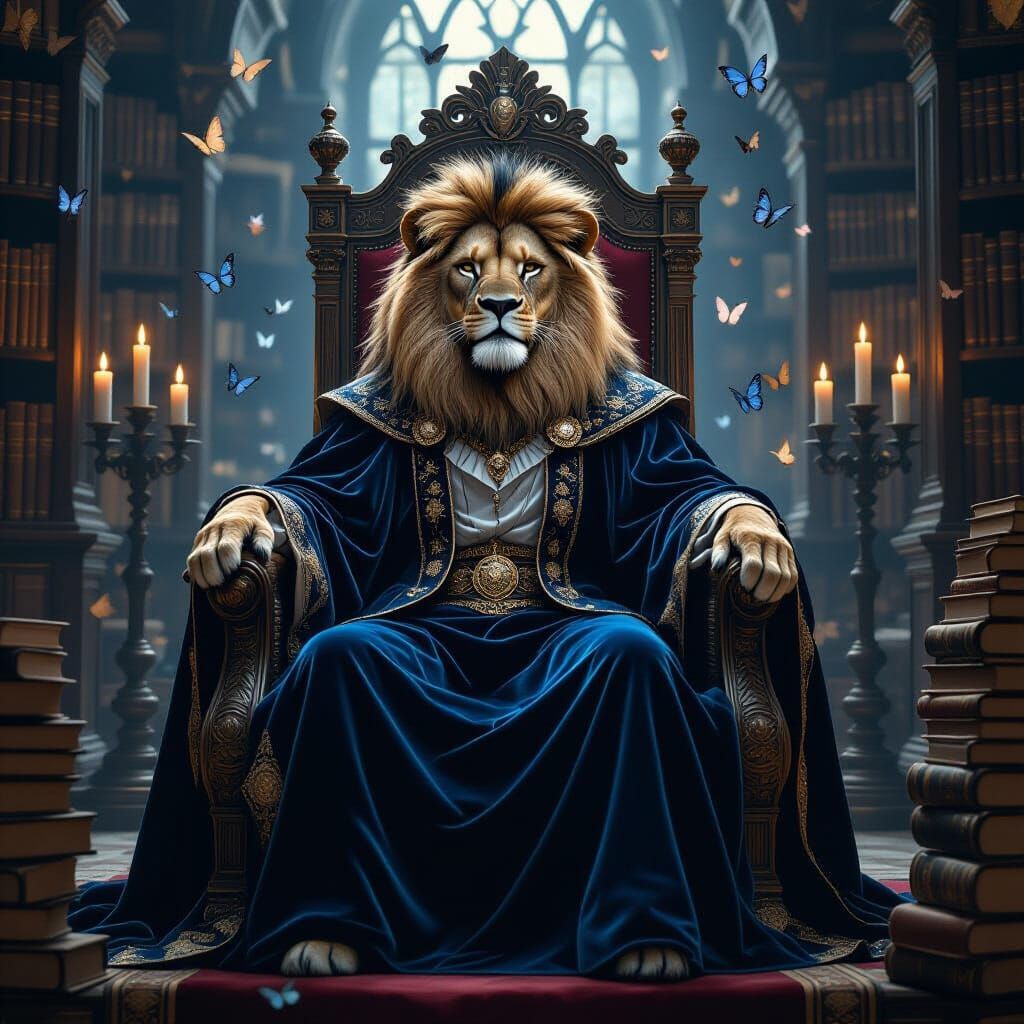 Lion King in Hidden Library, Digital Art