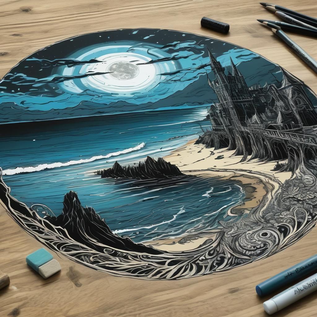 Mystical Beach with Dark Fantasy Elements
