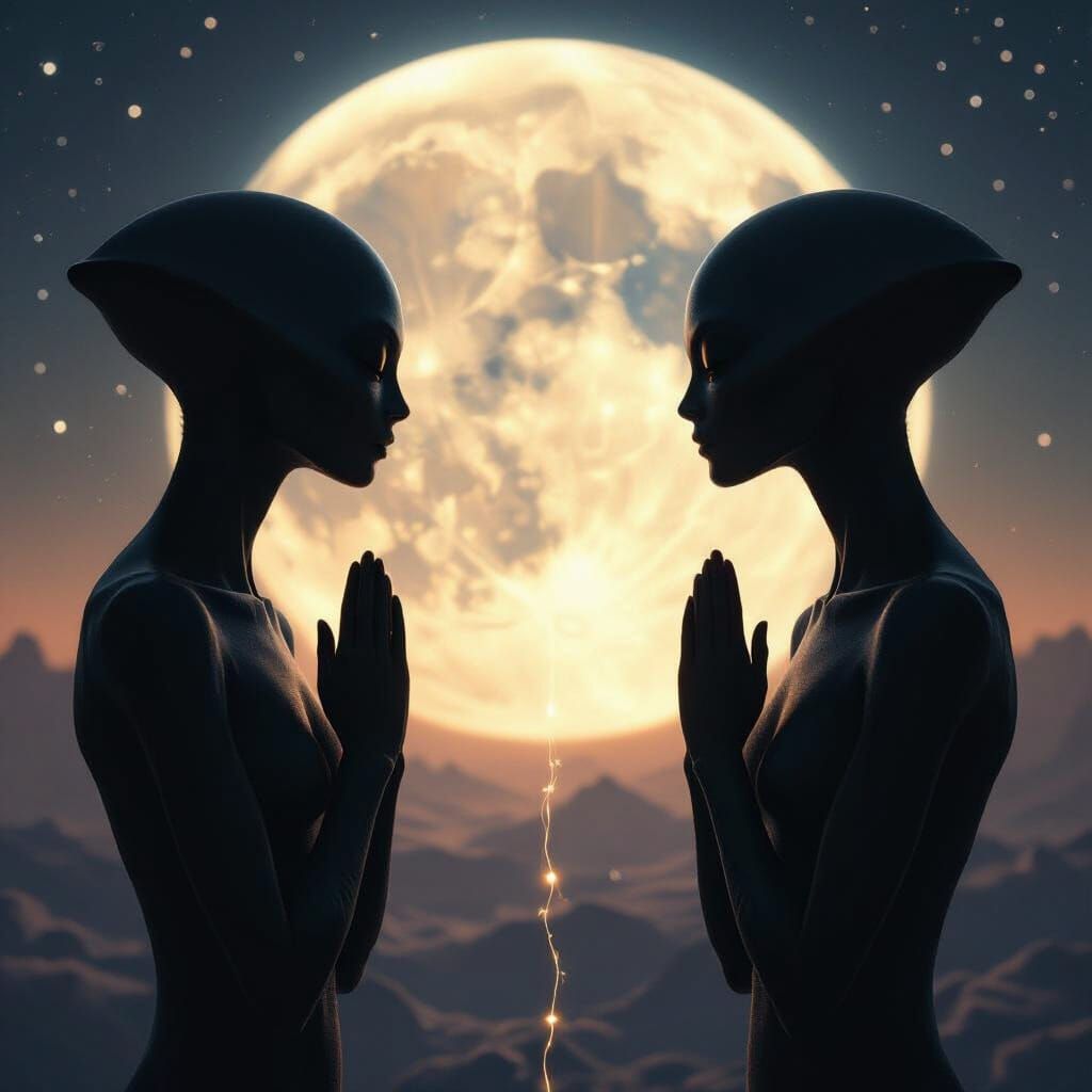 Alien Figures Turn From Earth in Silent Contemplation