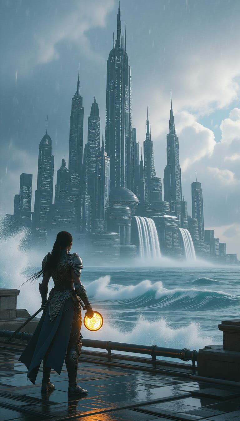 Abandoned Futuristic City Rises From Stormy Ocean