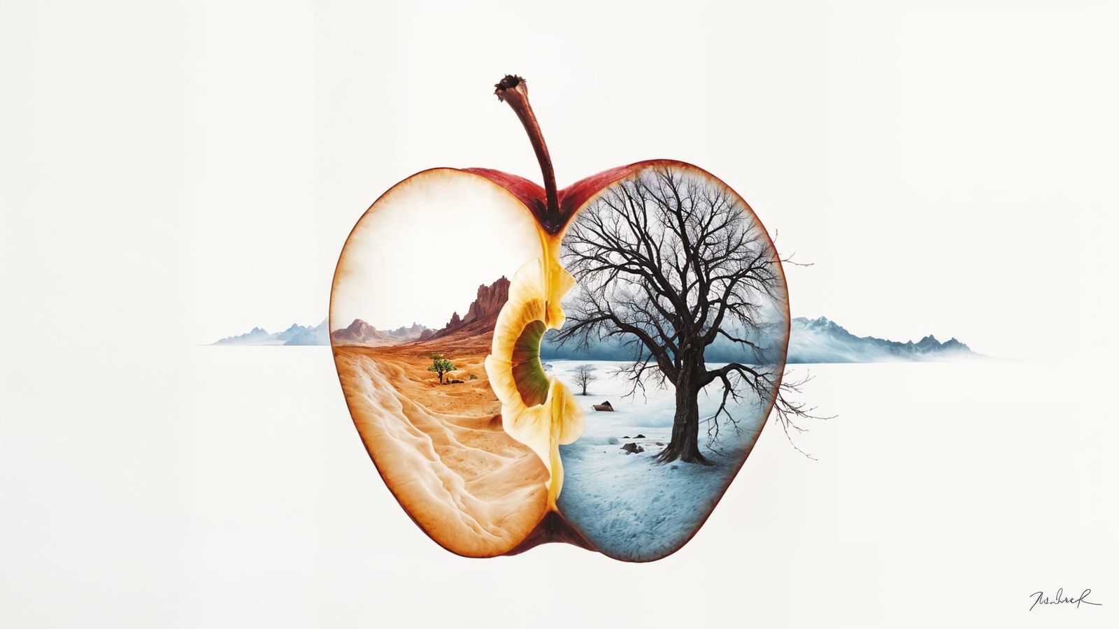 Breathtaking Surreal Landscapes Inside a Sliced Apple