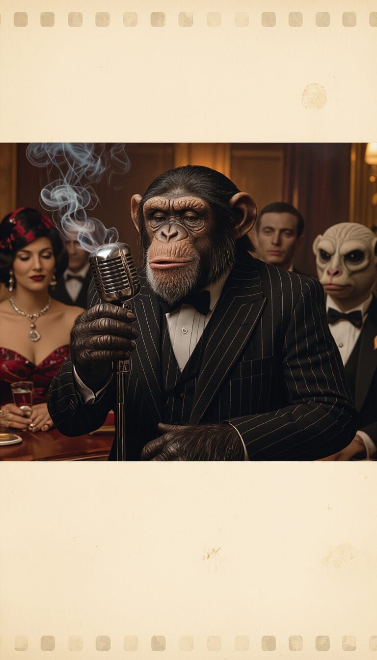 Charismatic Chimpanzee Croons in Smoky Jazz Club