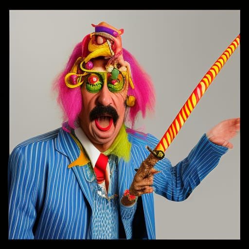 Funny Wizard Waving Wand in Ed Roth Style