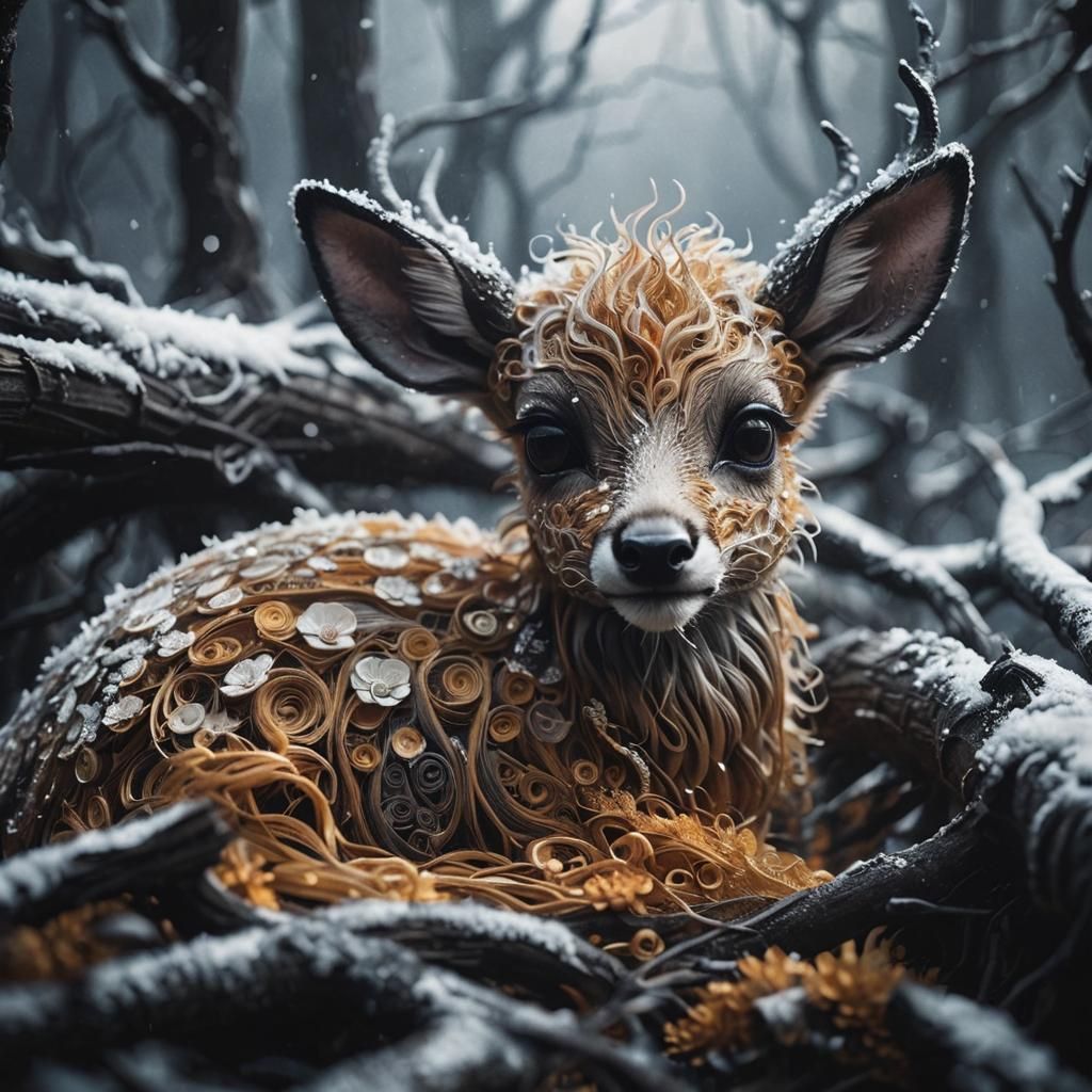 Dark Whimsical Bambi in Twisted Forest