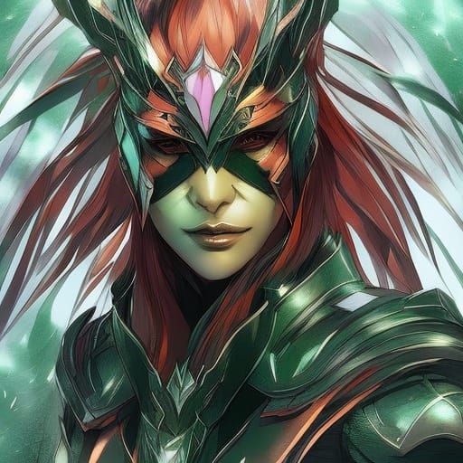 Green Ranger Portrait in Art Nouveau Style