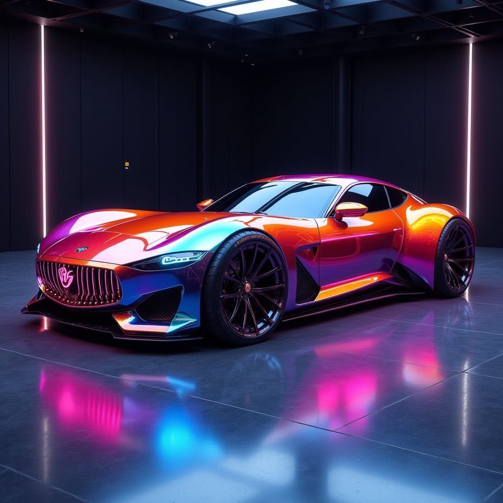 Custom Demon Mecha Concept Car in Showroom